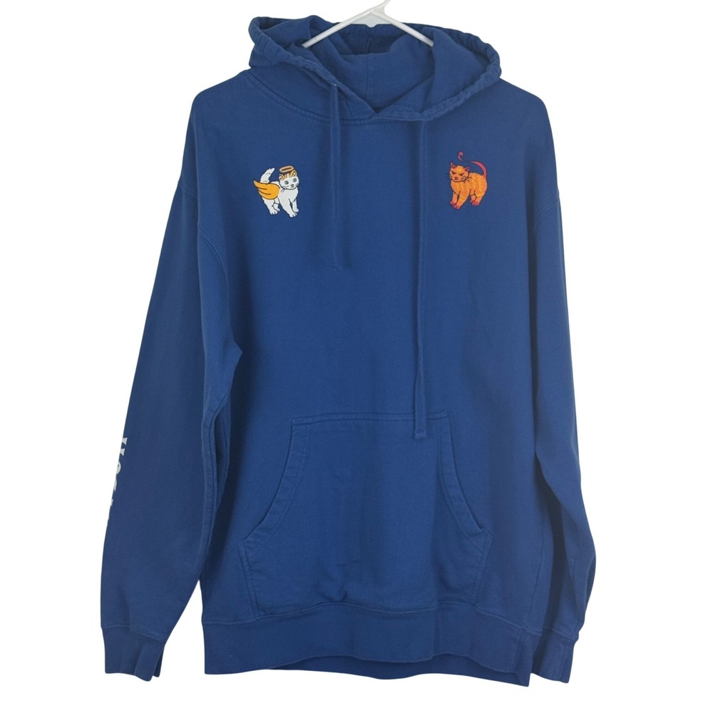 Emma Chamberlain Blue Angel Devil Cat Graphic Hoodie Do It Dont Do It Large